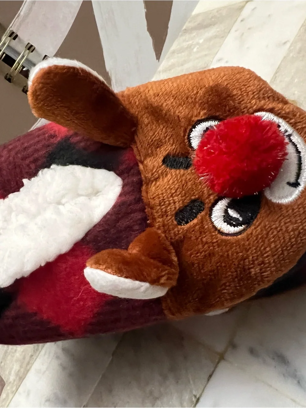 Rudolph Red-Nosed Reindeer Kids Slippers - Red Plaid